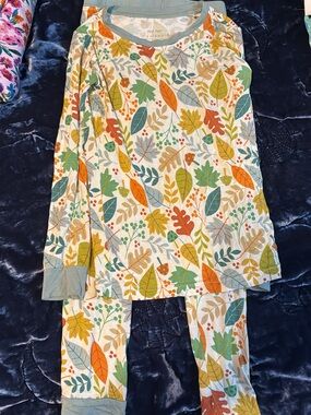Little sleepies Autumn Leaves Pajama Set - Multicolor Leaf Print